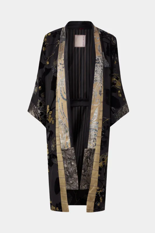 Black and Gold Devoré Kimono made by Antonio Marras