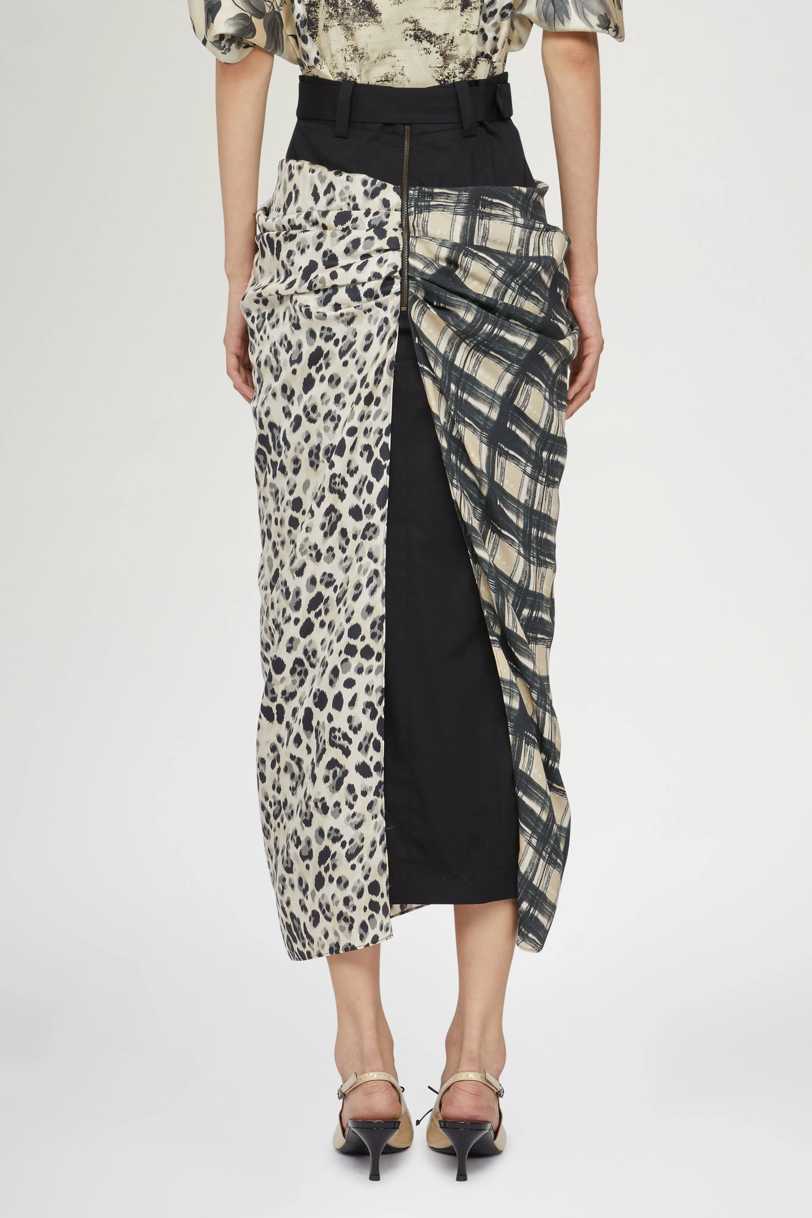 Draped Silk Check Skirt sold by Antonio Marras product image thumbnail 5