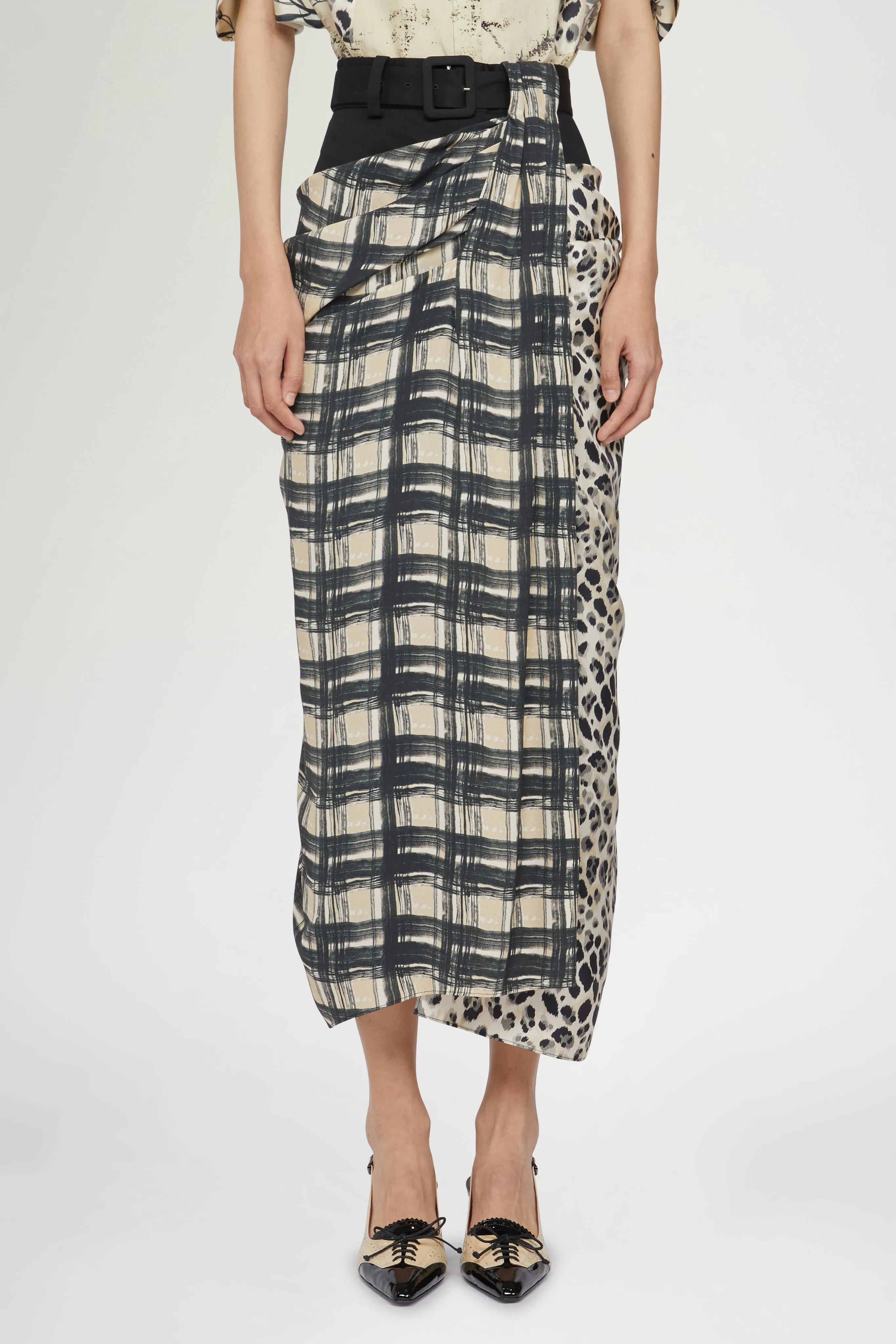 Draped Silk Check Skirt sold by Antonio Marras product image thumbnail 3