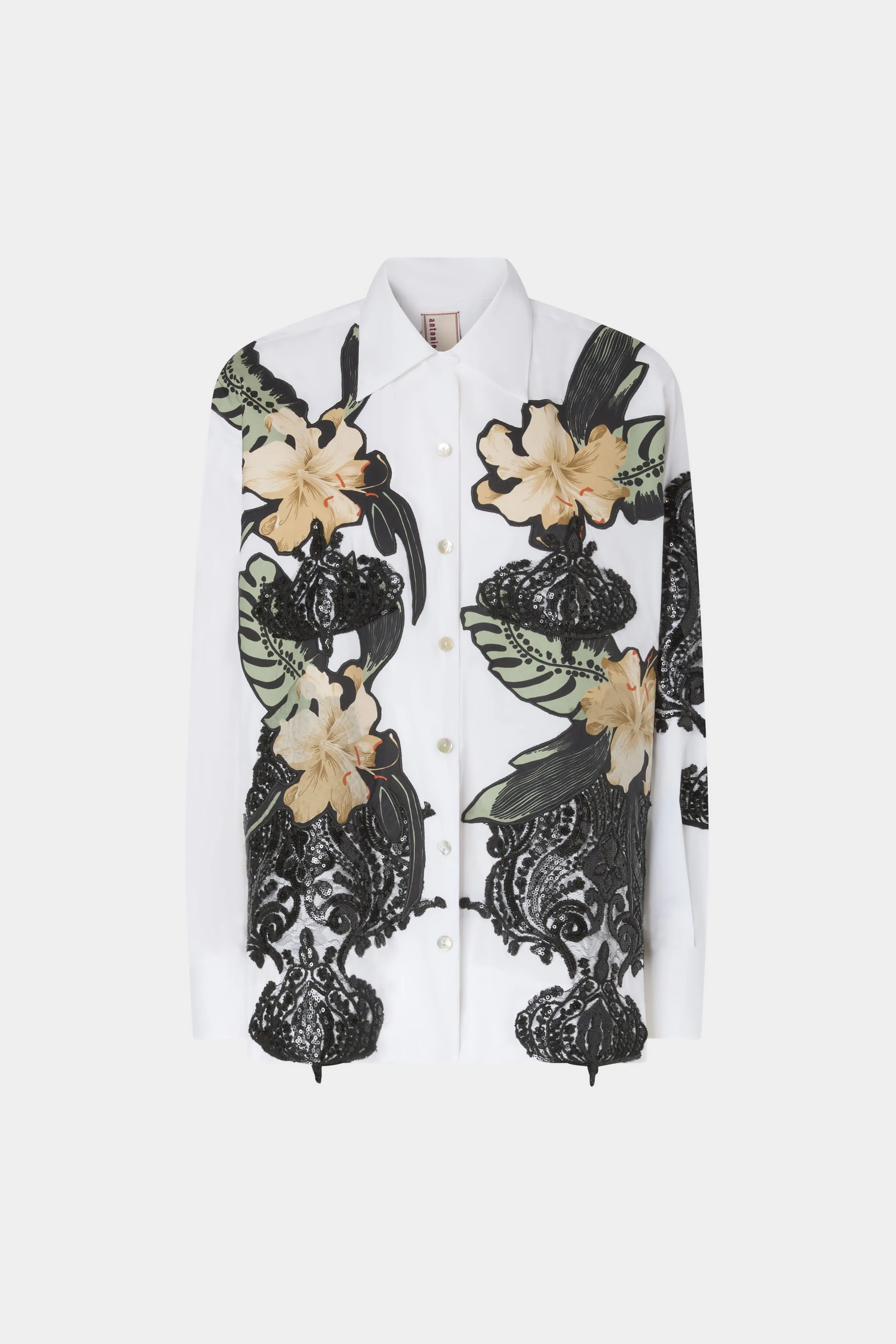 White Shirt Ibiscus Patchworks sold by Antonio Marras