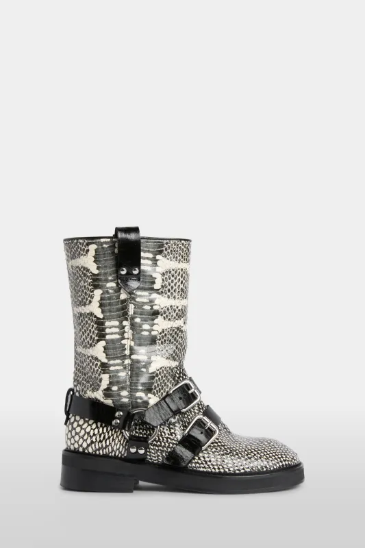 Python-Effect Biker Boots made by Antonio Marras