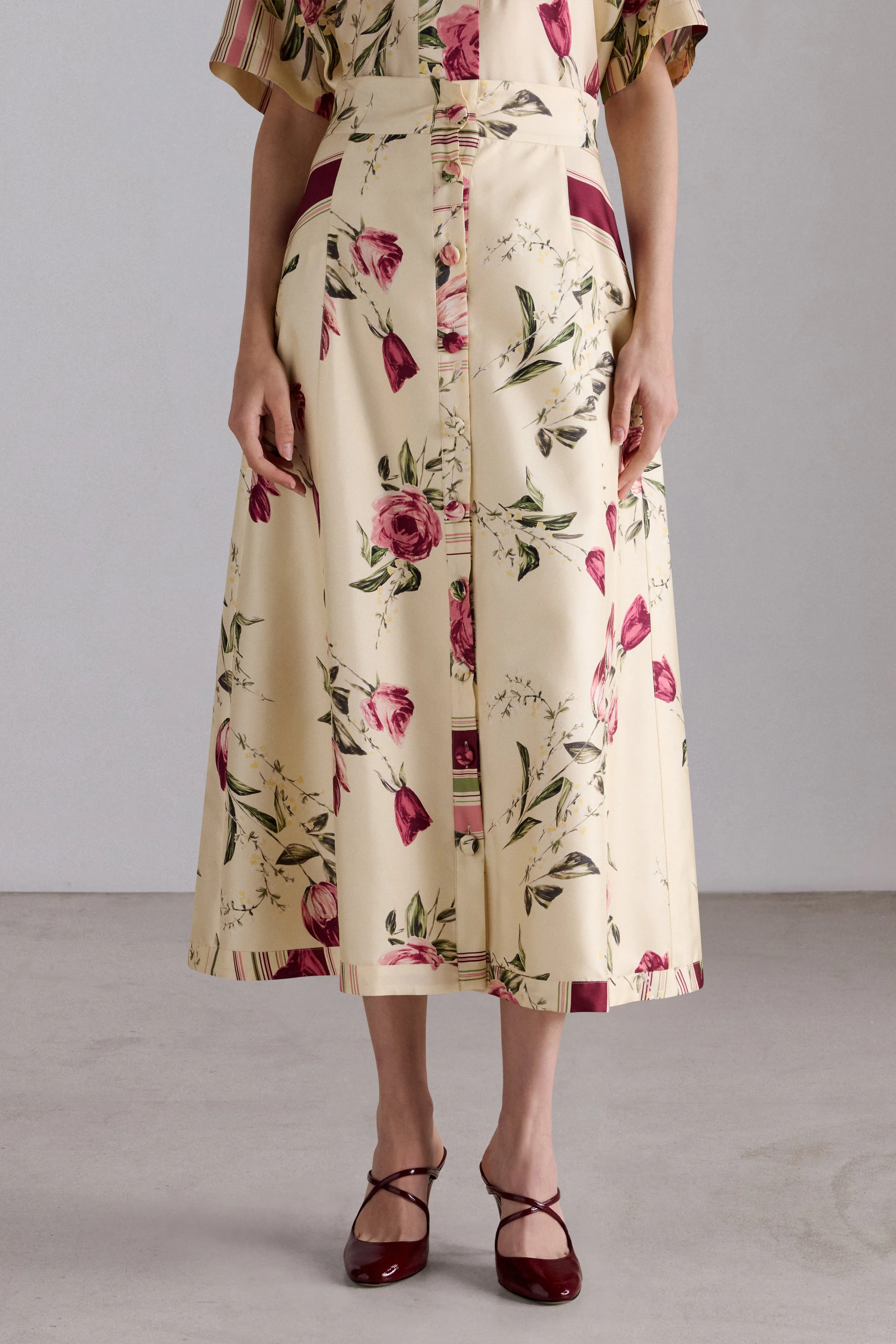 Floral Silk Midi Skirt sold by Antonio Marras product image thumbnail 4