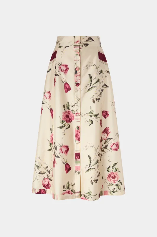 Floral Silk Midi Skirt made by Antonio Marras