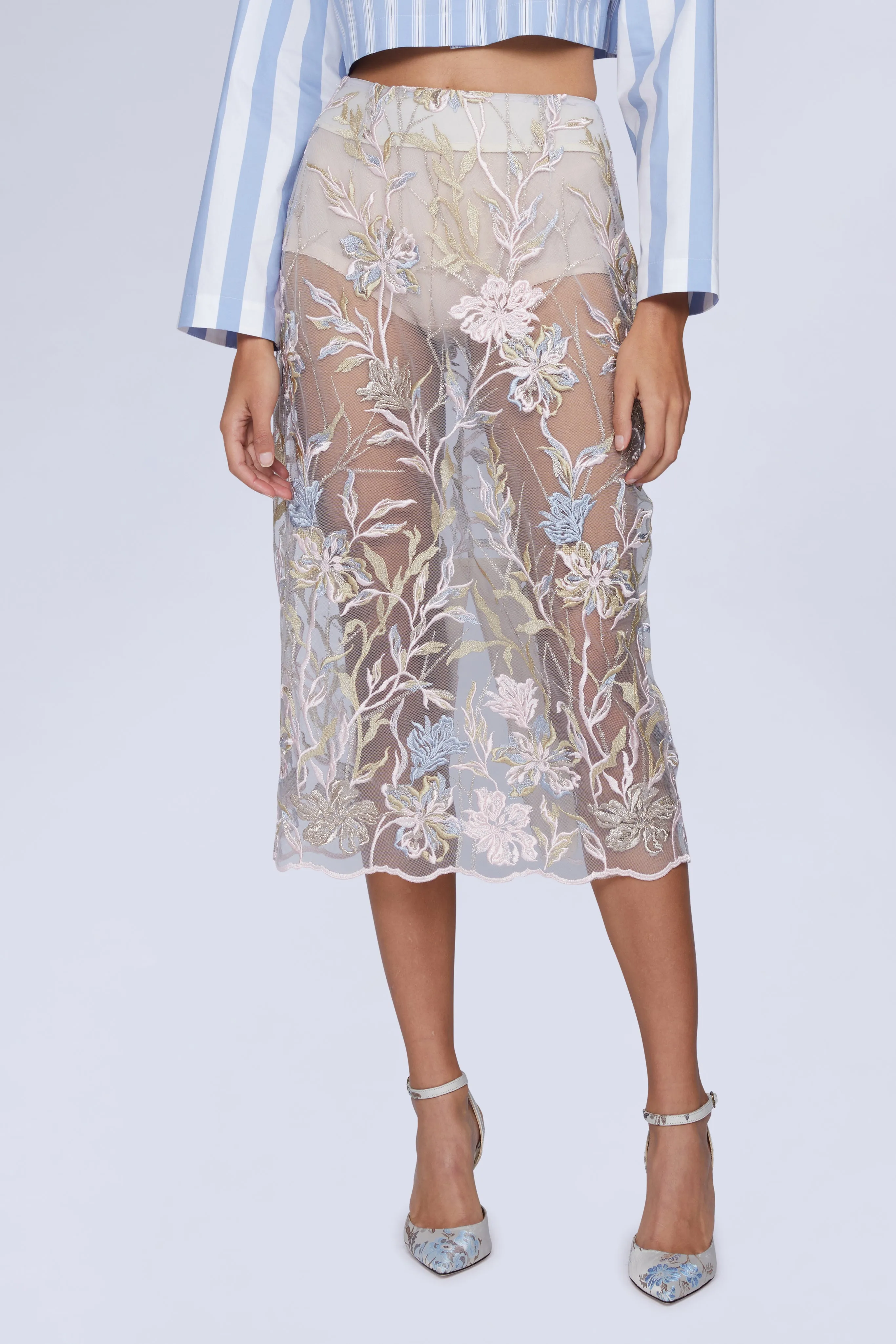 Fitted Lace Midi Skirt sold by Antonio Marras product image thumbnail 2
