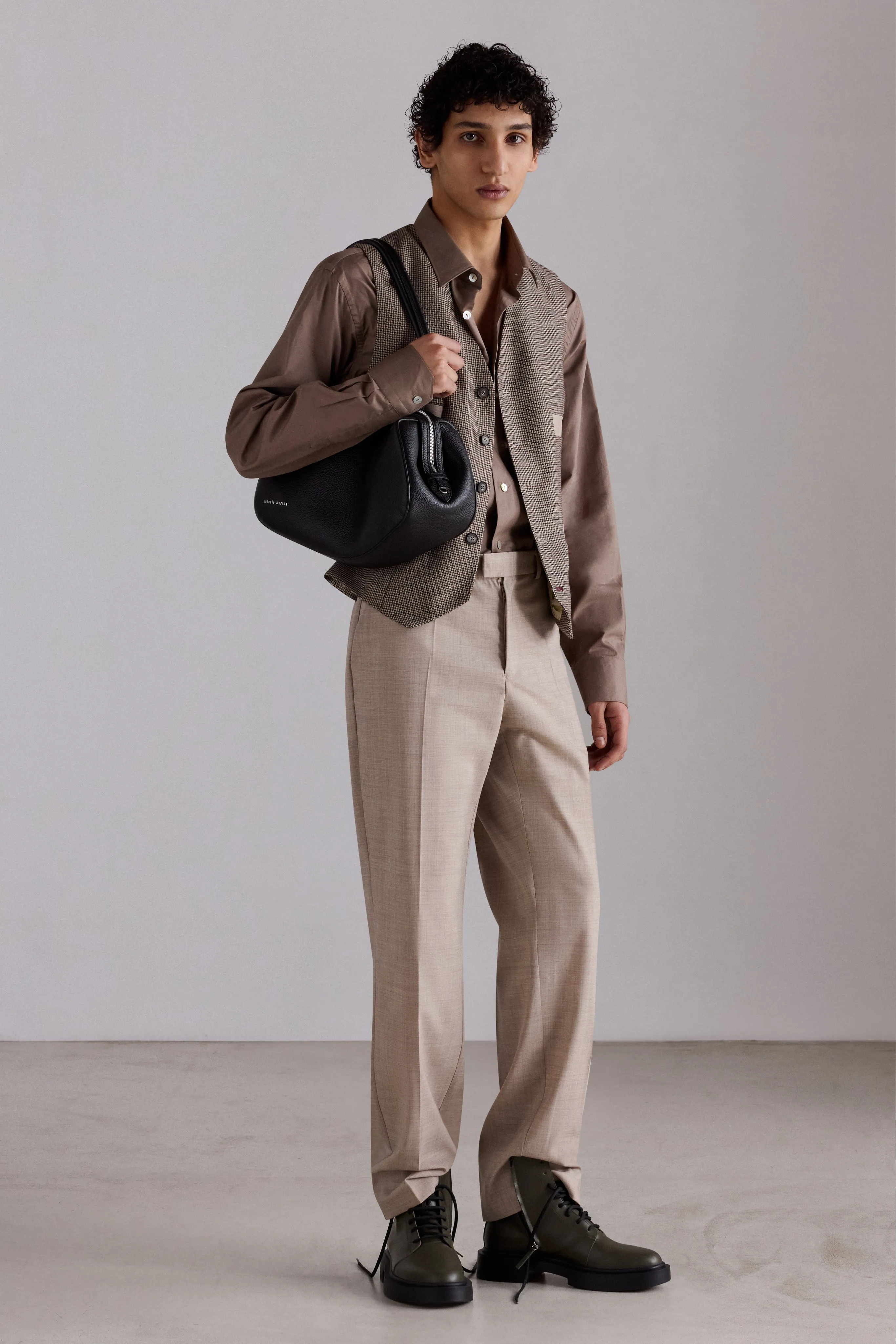 Brown Houndstooth Wool Waistcoat sold by Antonio Marras product image thumbnail 2