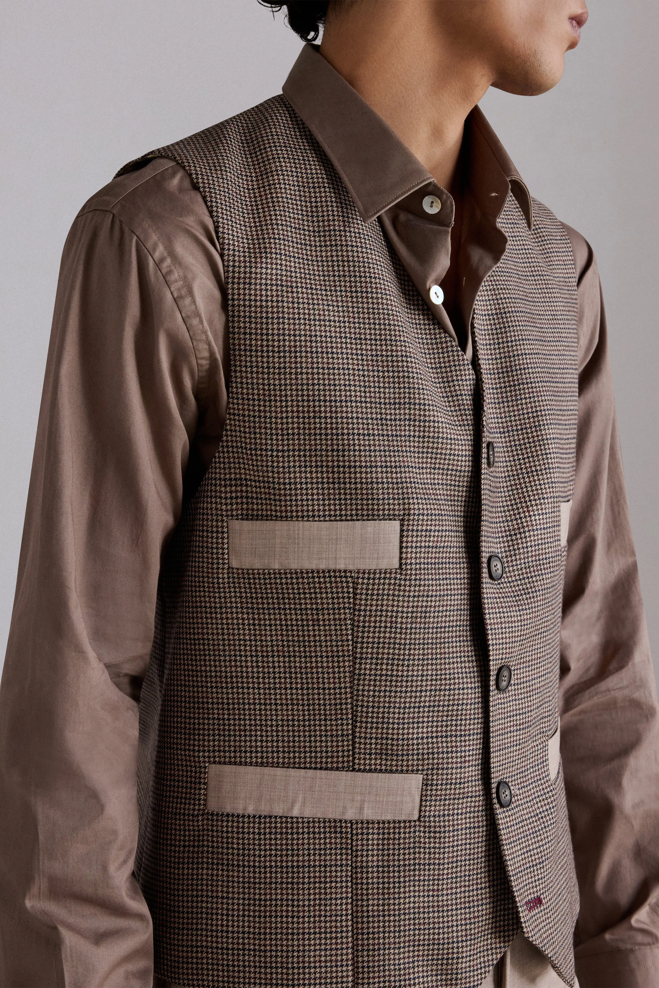 Brown Houndstooth Wool Waistcoat sold by Antonio Marras product image thumbnail 5