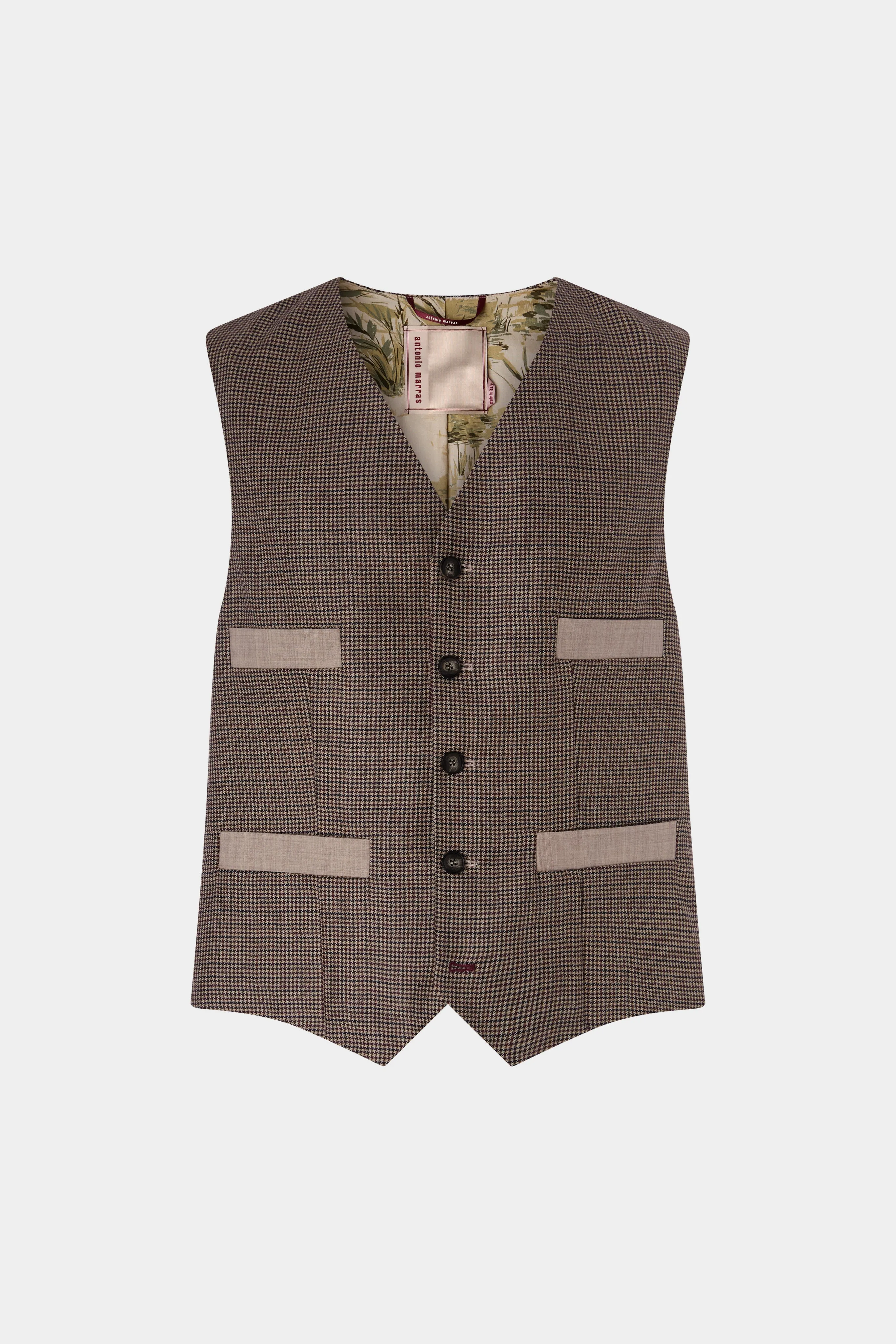 Brown Houndstooth Wool Waistcoat sold by Antonio Marras