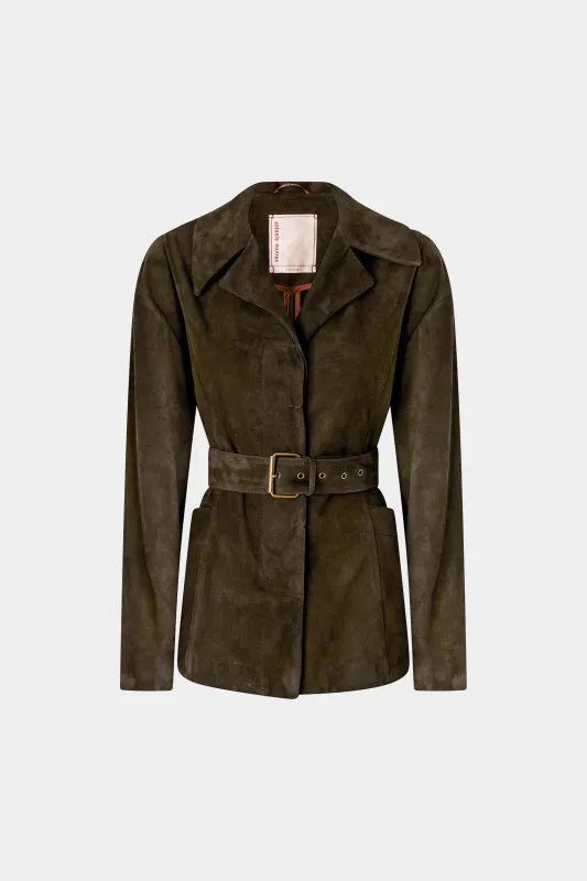 Suede Belted Tailored Jacket made by Antonio Marras