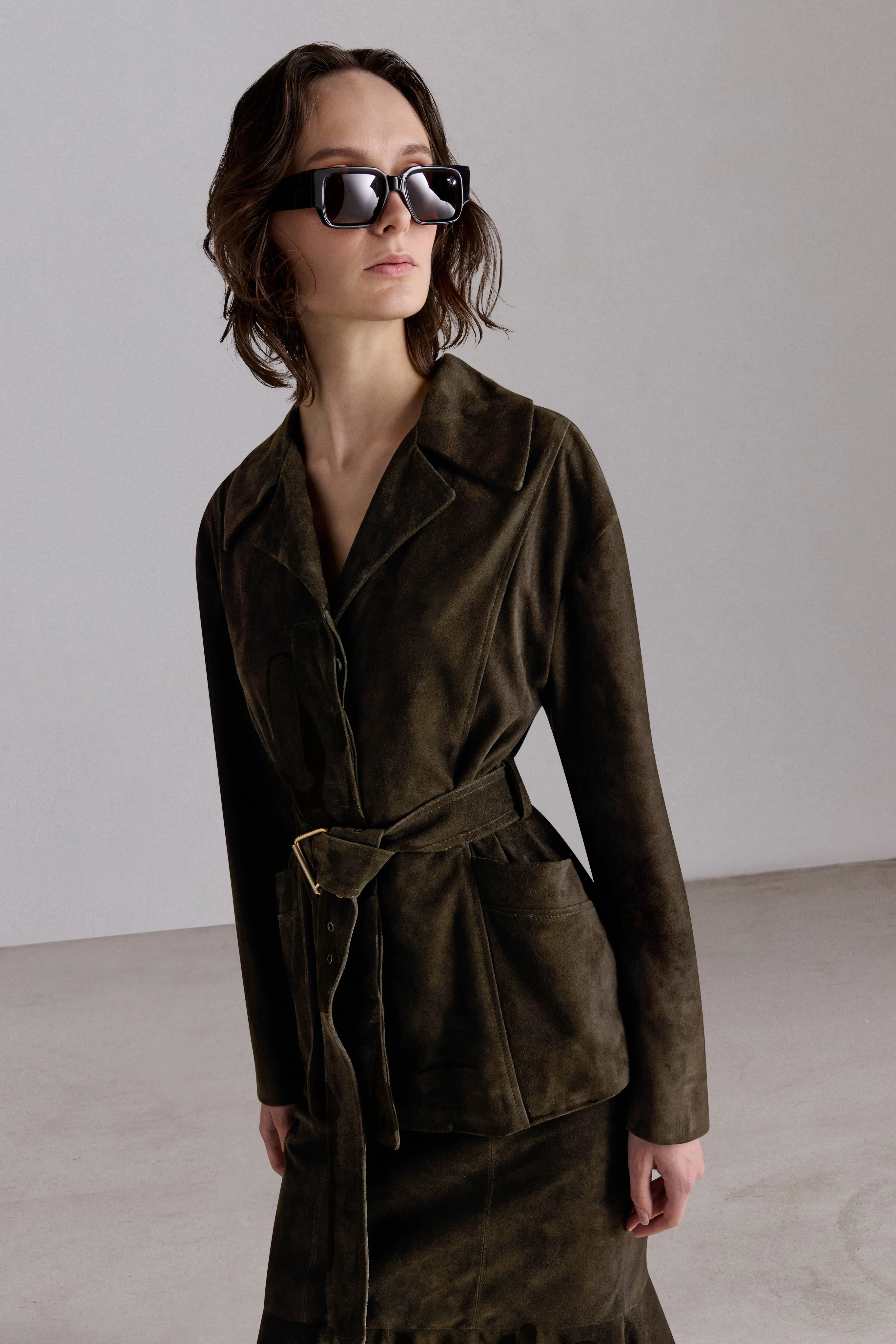 Suede Belted Tailored Jacket sold by Antonio Marras product image thumbnail 4