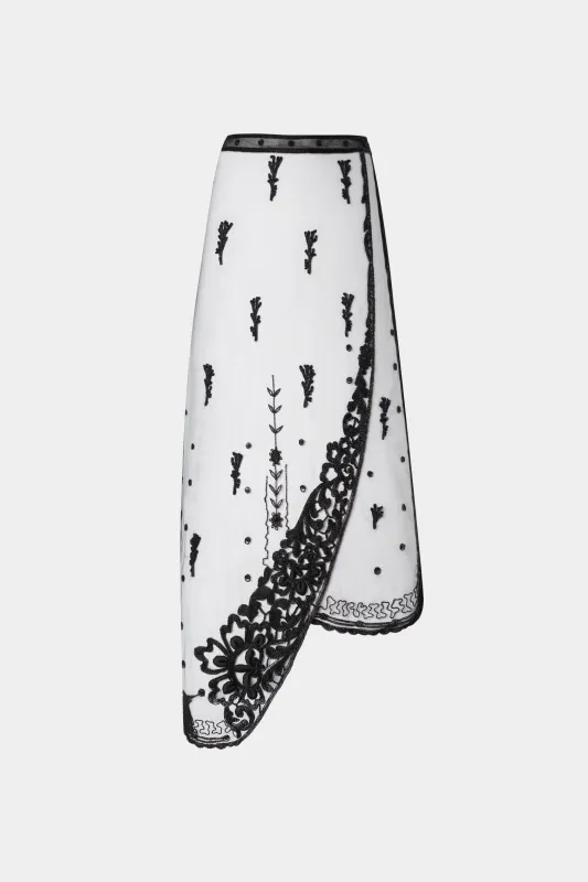 Black Embroidered Wrap Skirt made by Antonio Marras