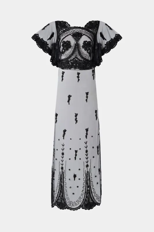 Black Embroidered Tulle Dress made by Antonio Marras