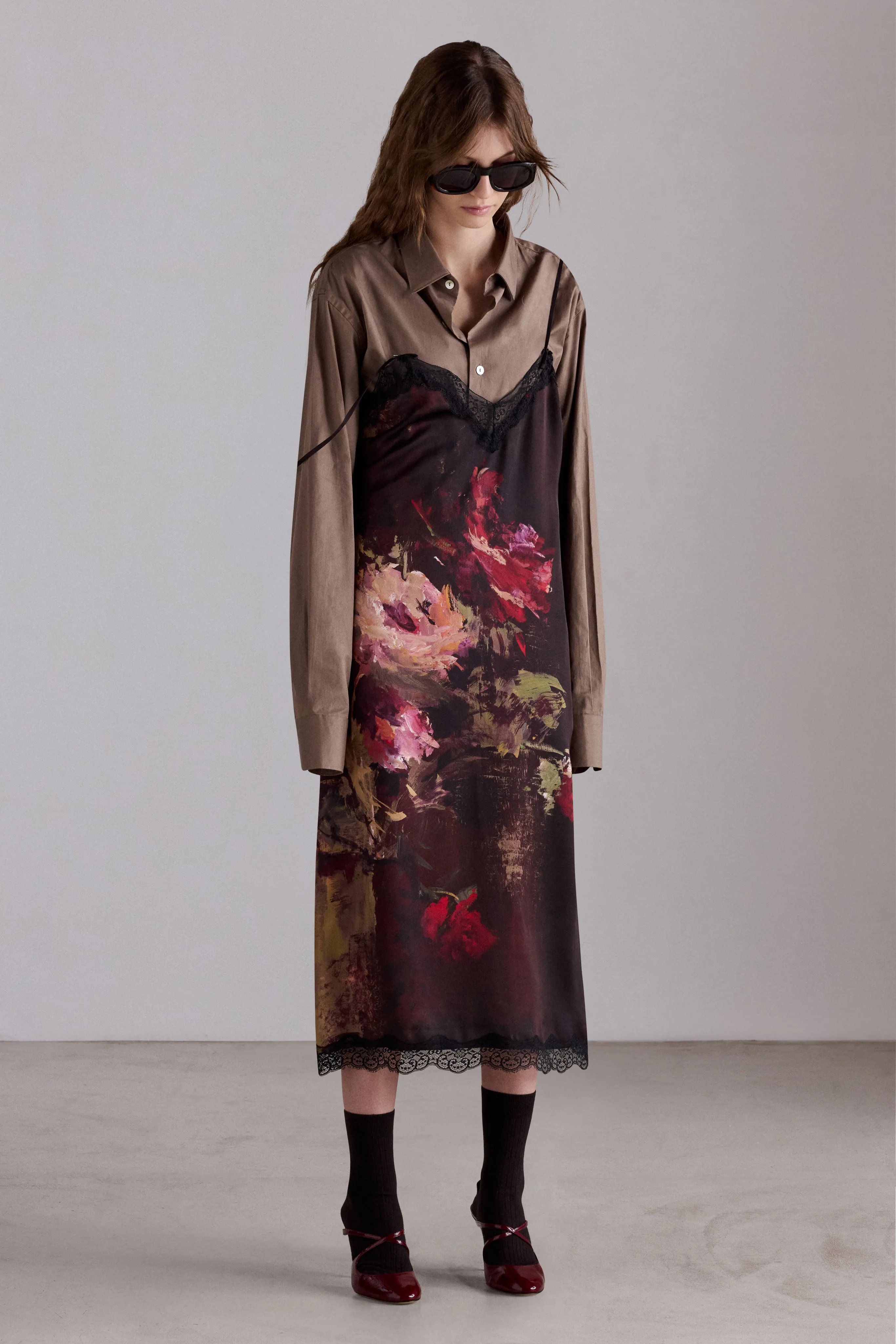 Painterly Rose Silk Slip Dress sold by Antonio Marras product image thumbnail 2