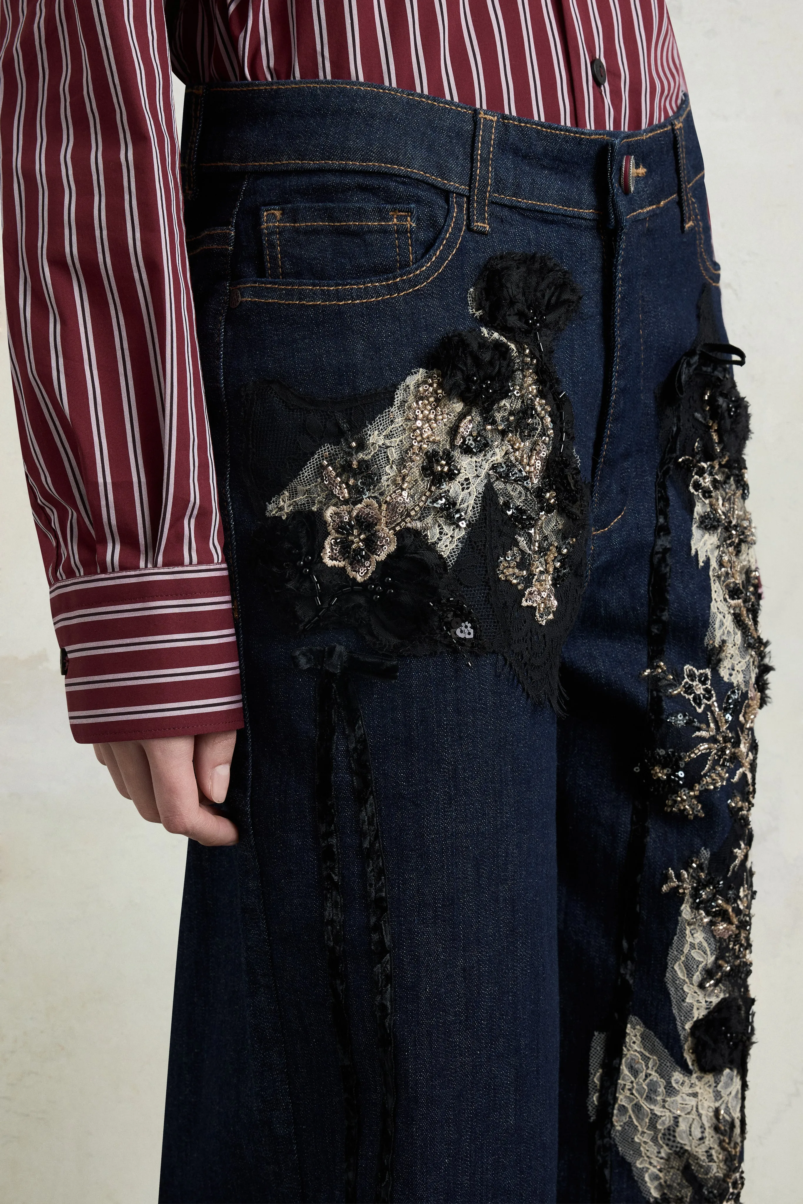 Embellished Wide-Leg Denim Jeans sold by Antonio Marras product image thumbnail 4