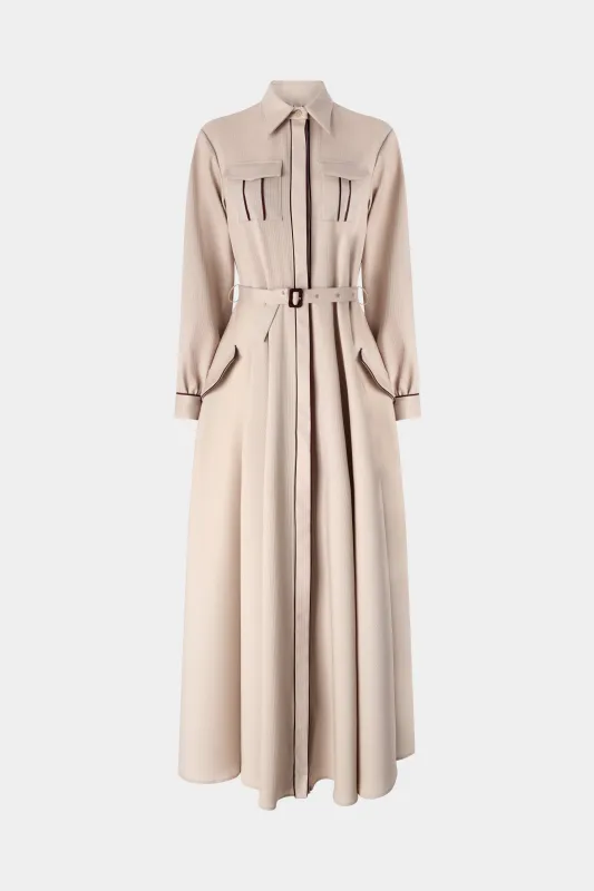 Beige Belted Shirt Dress made by Antonio Marras