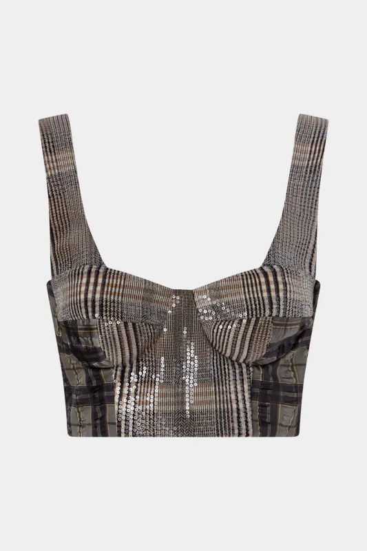 Sequined Checked Crop Bustier made by Antonio Marras
