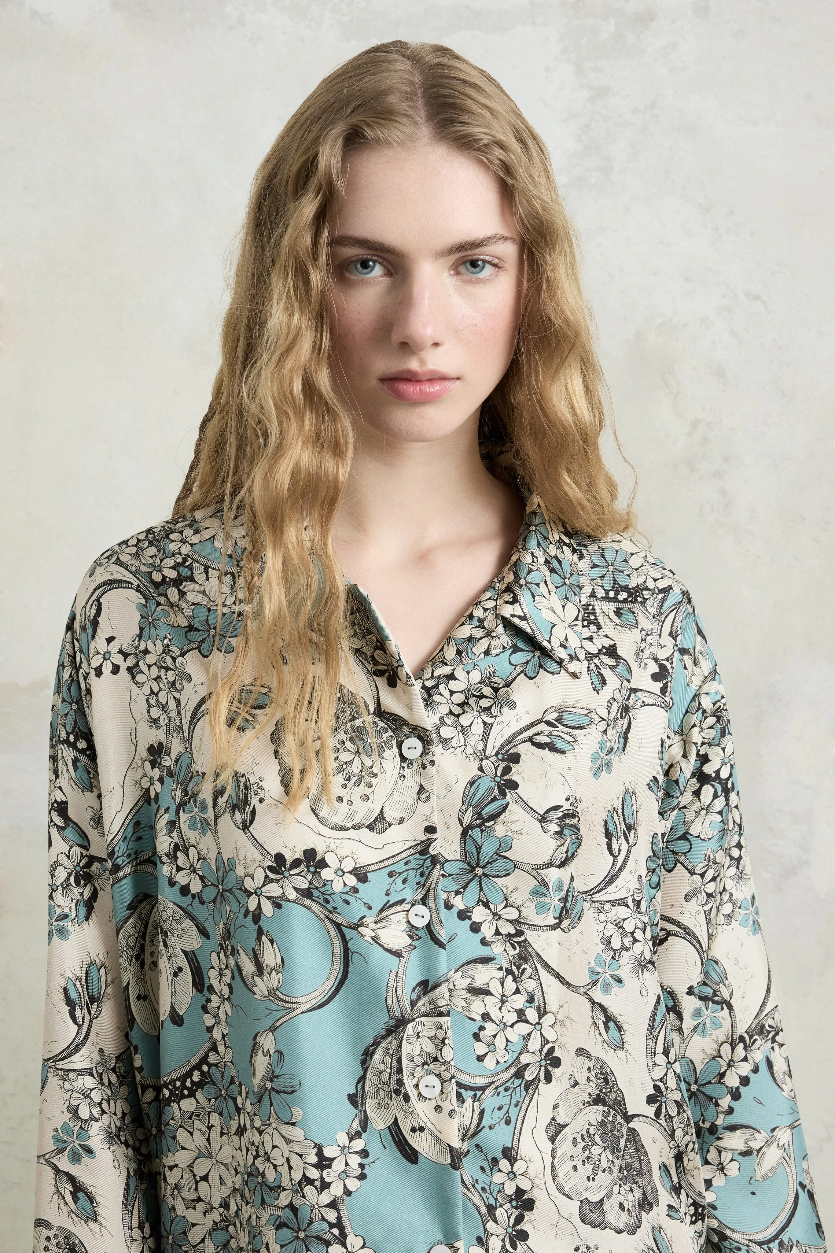 Turquoise Floral Pajama Shirt sold by Antonio Marras product image thumbnail 5