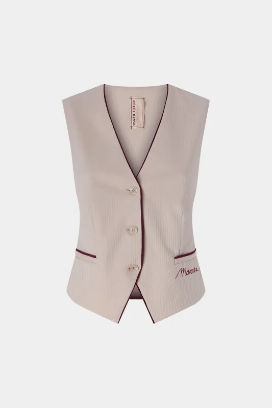 Vest with Embroidered Logo and Contrast Piping made by Antonio Marras