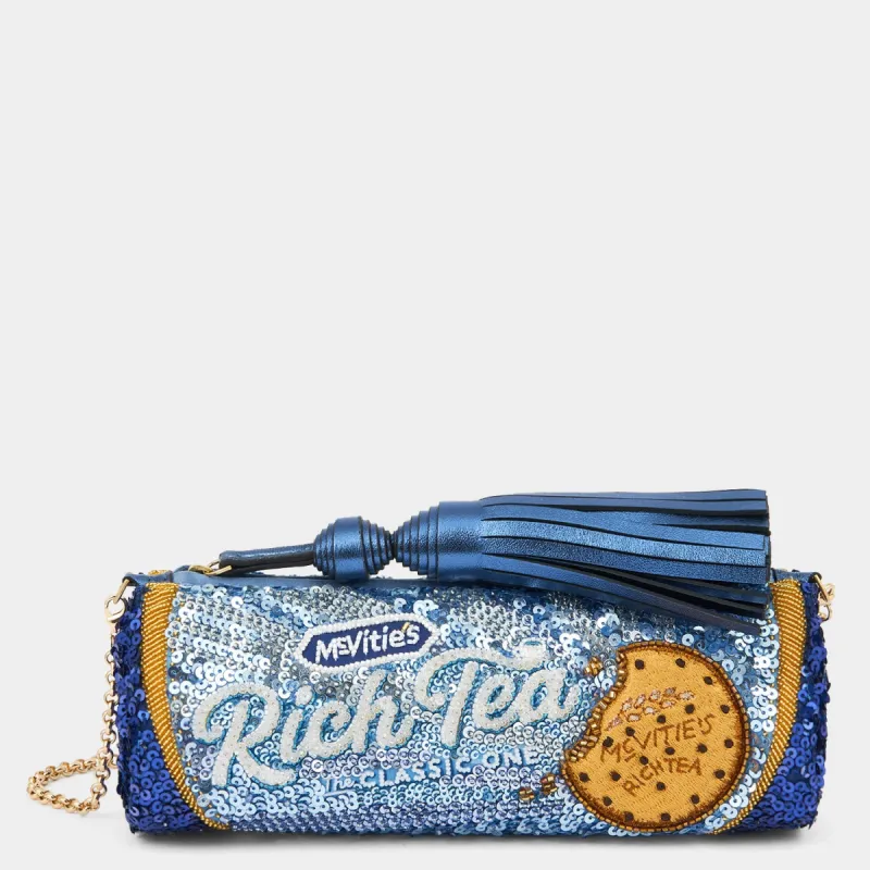 Anya Brands McVitie’s Rich Tea Embellished Tassel Clutch made by Anya Hindmarch