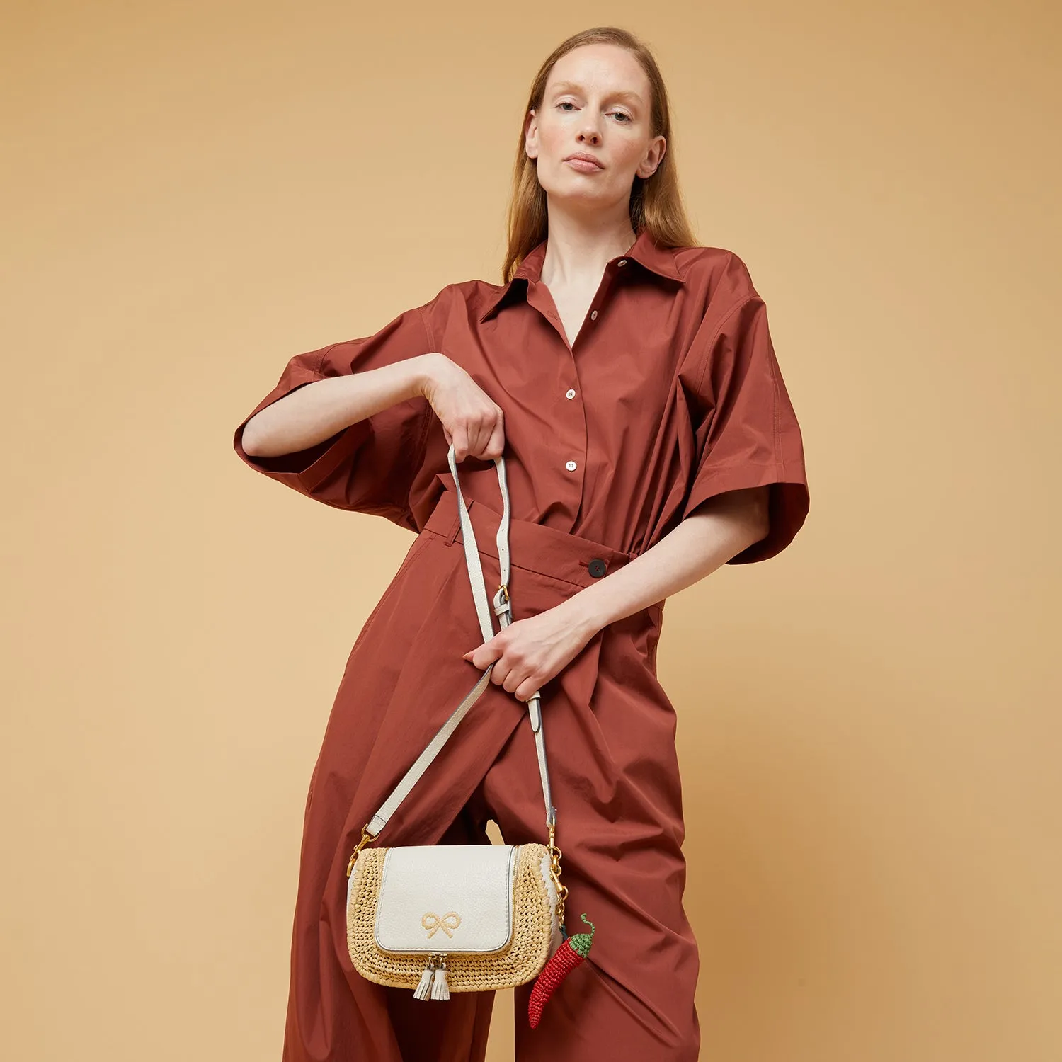 Raffia Vere Small Soft Satchel Cross-body sold by Anya Hindmarch product image thumbnail 2