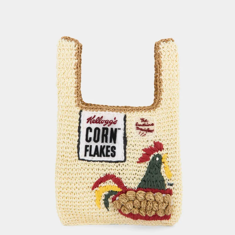 Anya Brands Corn Flakes Raffia Mini Tote made by Anya Hindmarch