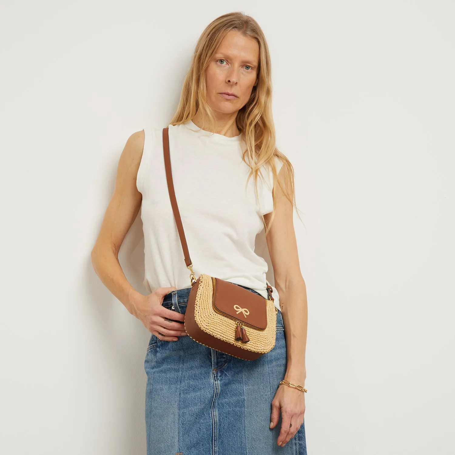 Raffia Small Vere Soft Satchel Cross-body sold by Anya Hindmarch product image thumbnail 2