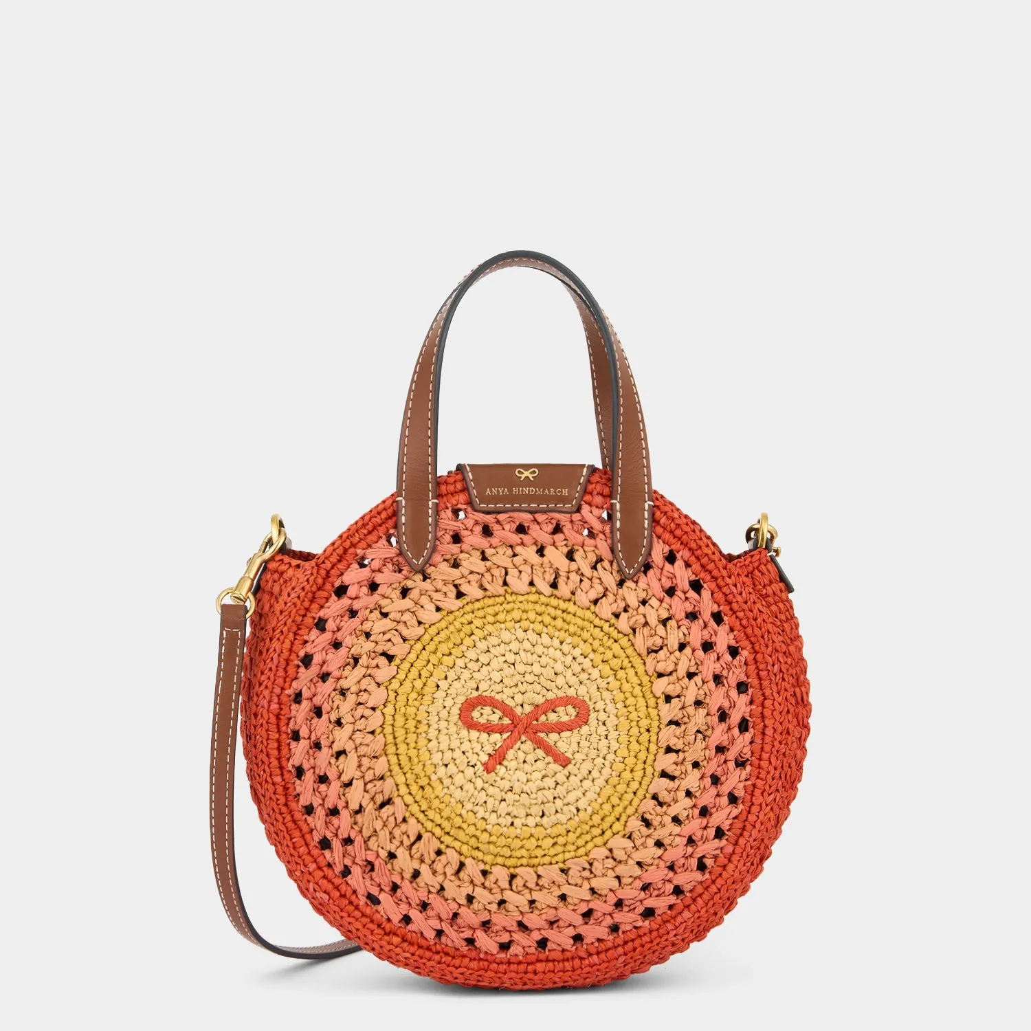 Raffia Small Round Bow Cross-body Tote sold by Anya Hindmarch
