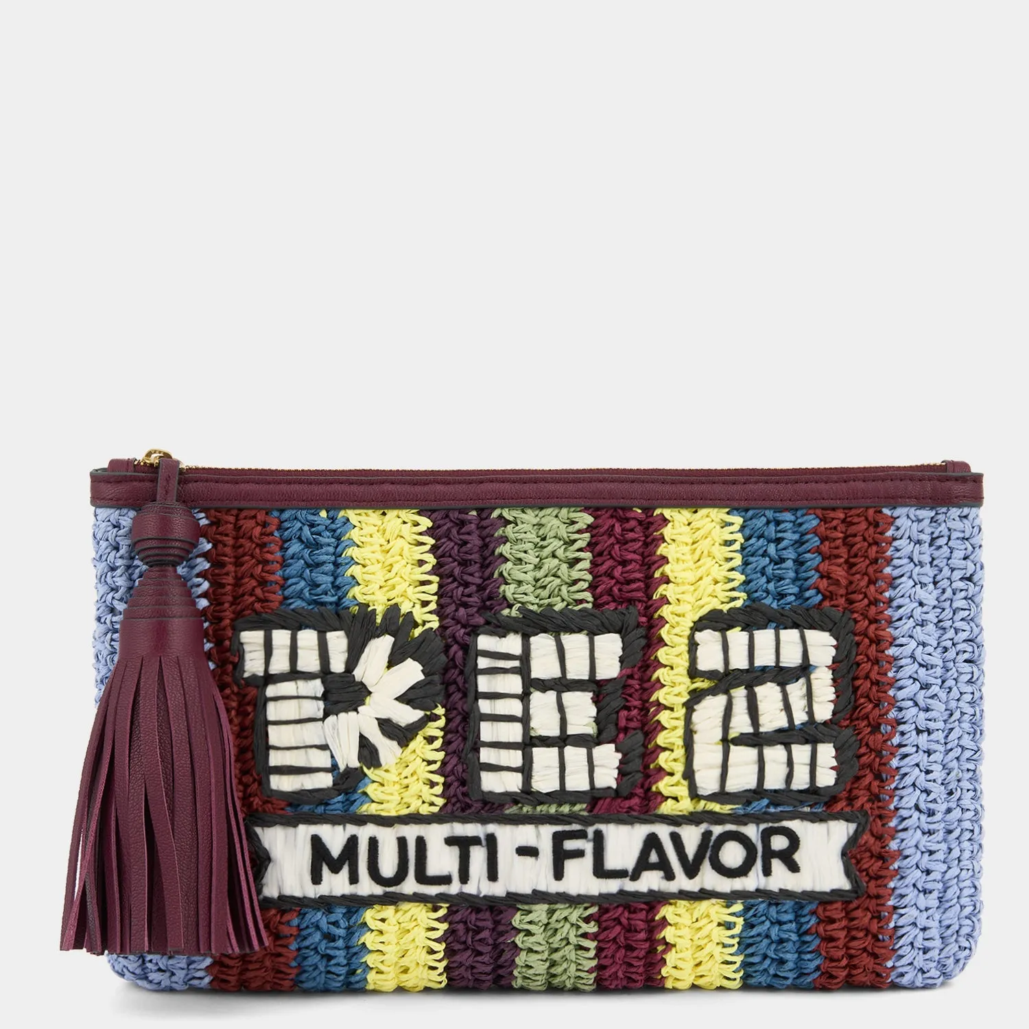 Anya Brands Pochette Pez in Multi Paper Raffia sold by Anya Hindmarch