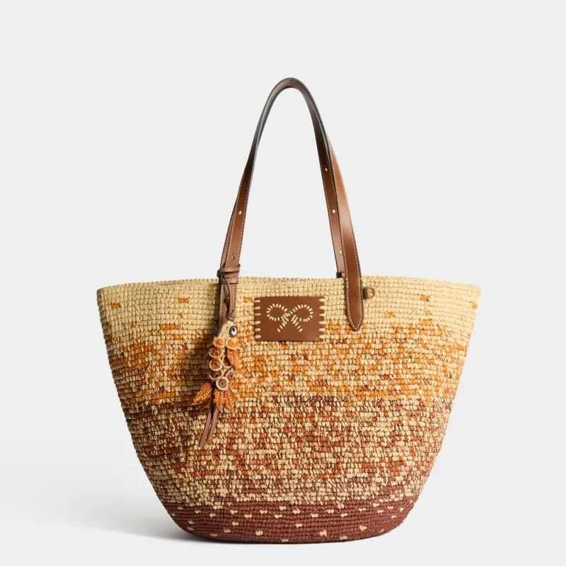 Raffia Dégradé Large Round Basket sold by Anya Hindmarch