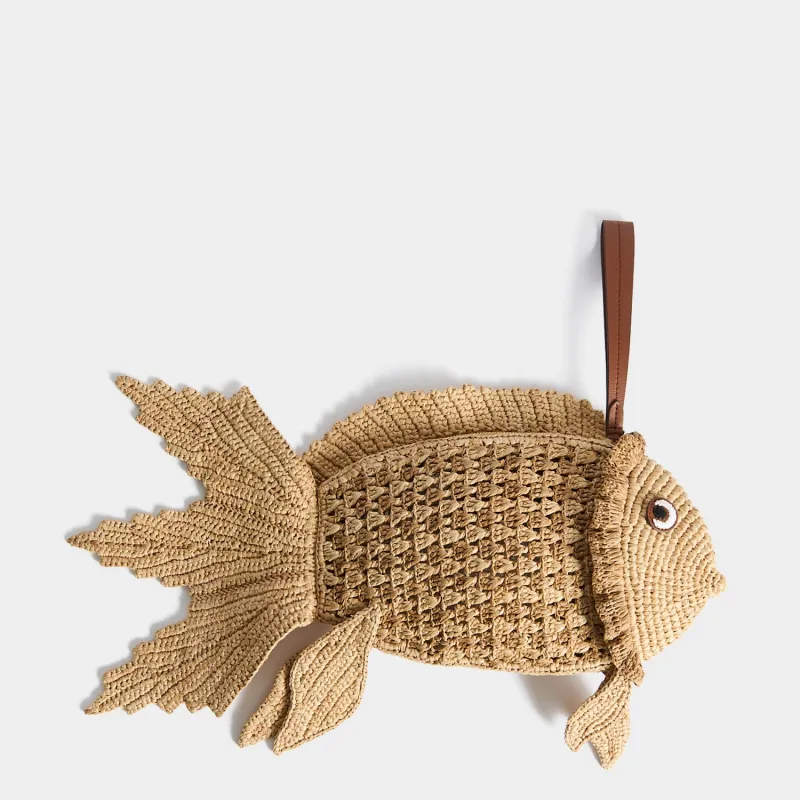 Raffia Fish Clutch made by Anya Hindmarch