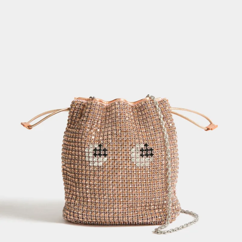 Eyes Crystal Mesh Drawstring Pouch made by Anya Hindmarch