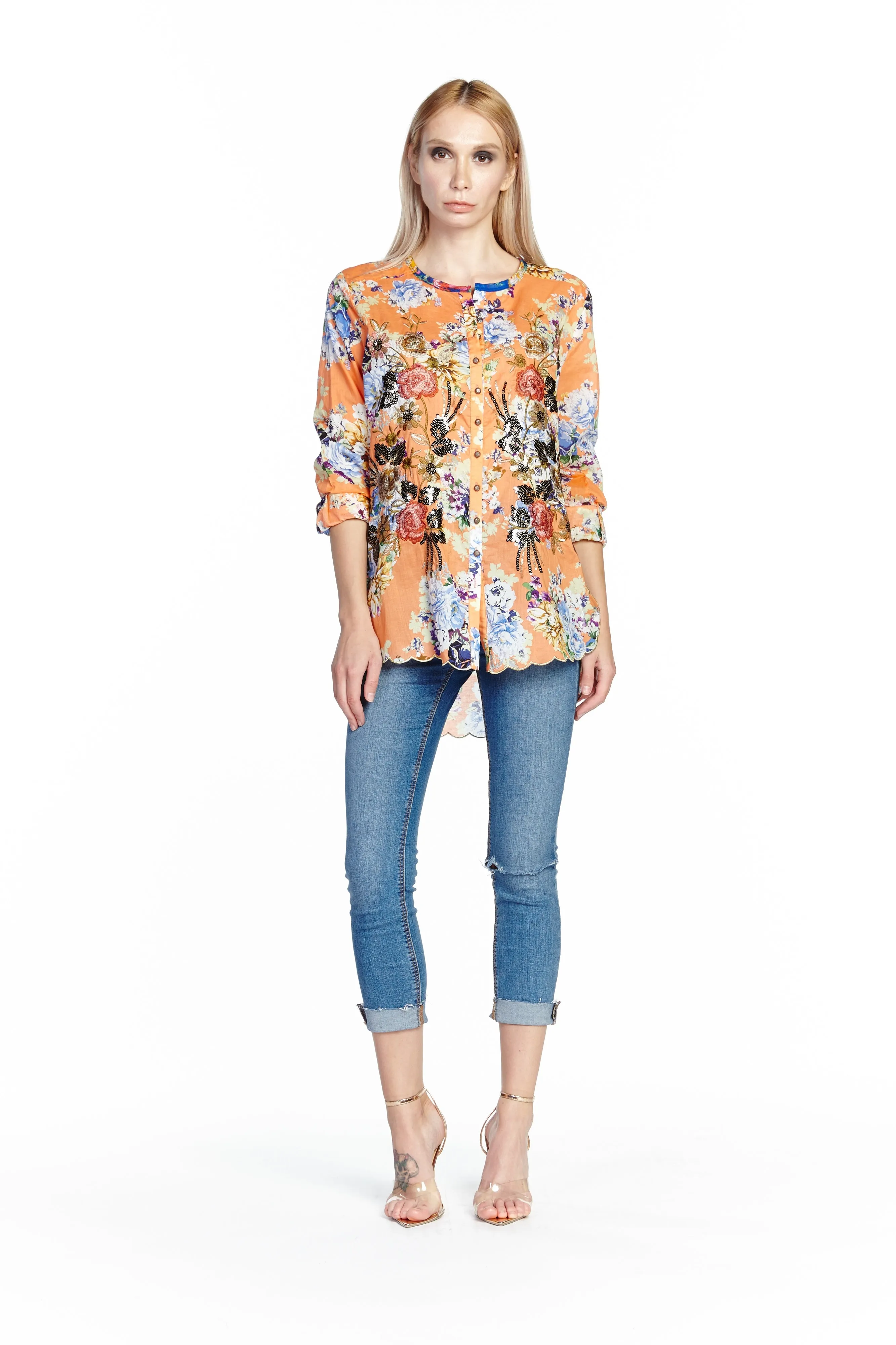 Claudine Agnes Embroidered & Embellished Shirt sold by Aratta product image thumbnail 4