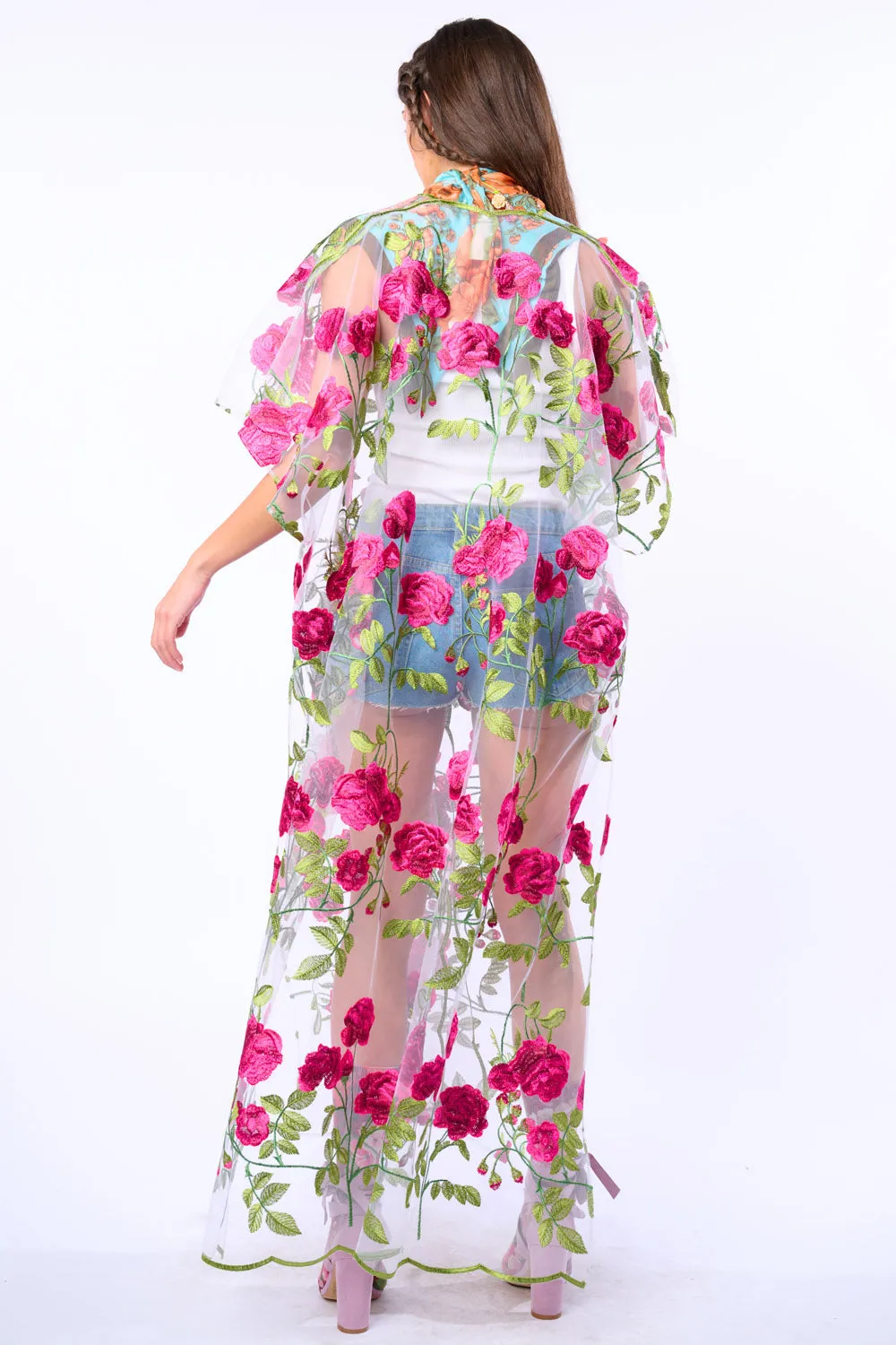 Holiday Of Love Embroidered Mesh Kimono / Topper sold by Aratta product image thumbnail 4