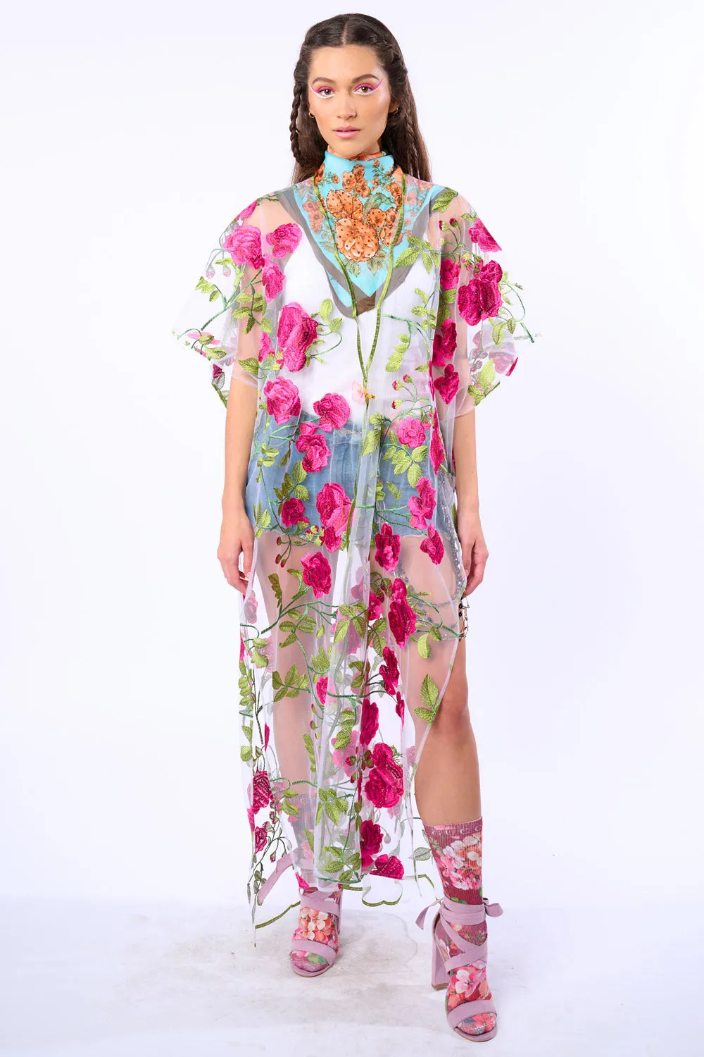 Holiday Of Love Embroidered Mesh Kimono / Topper sold by Aratta product image thumbnail 5