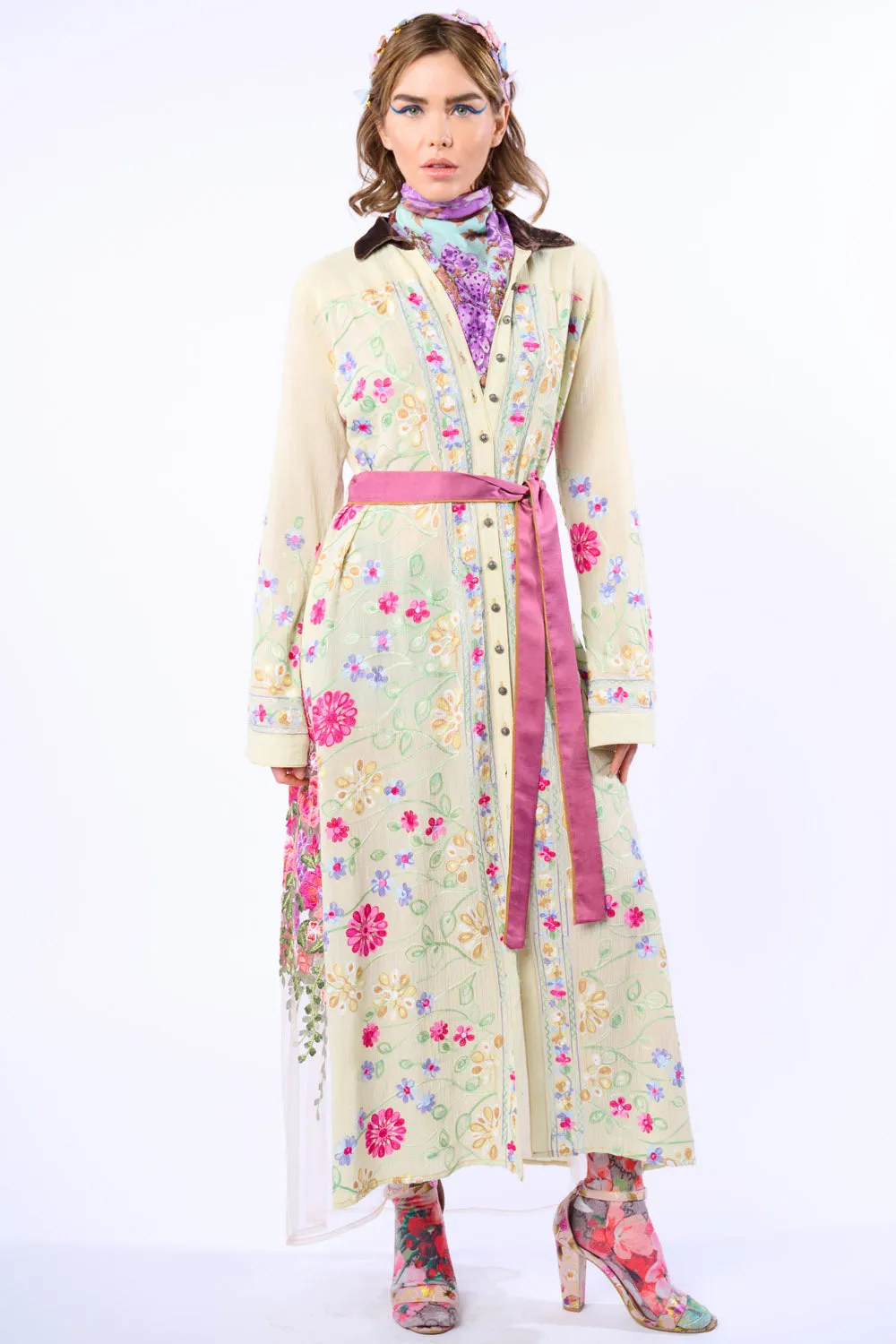 Cardellia Embroidered Maxi Duster sold by Aratta