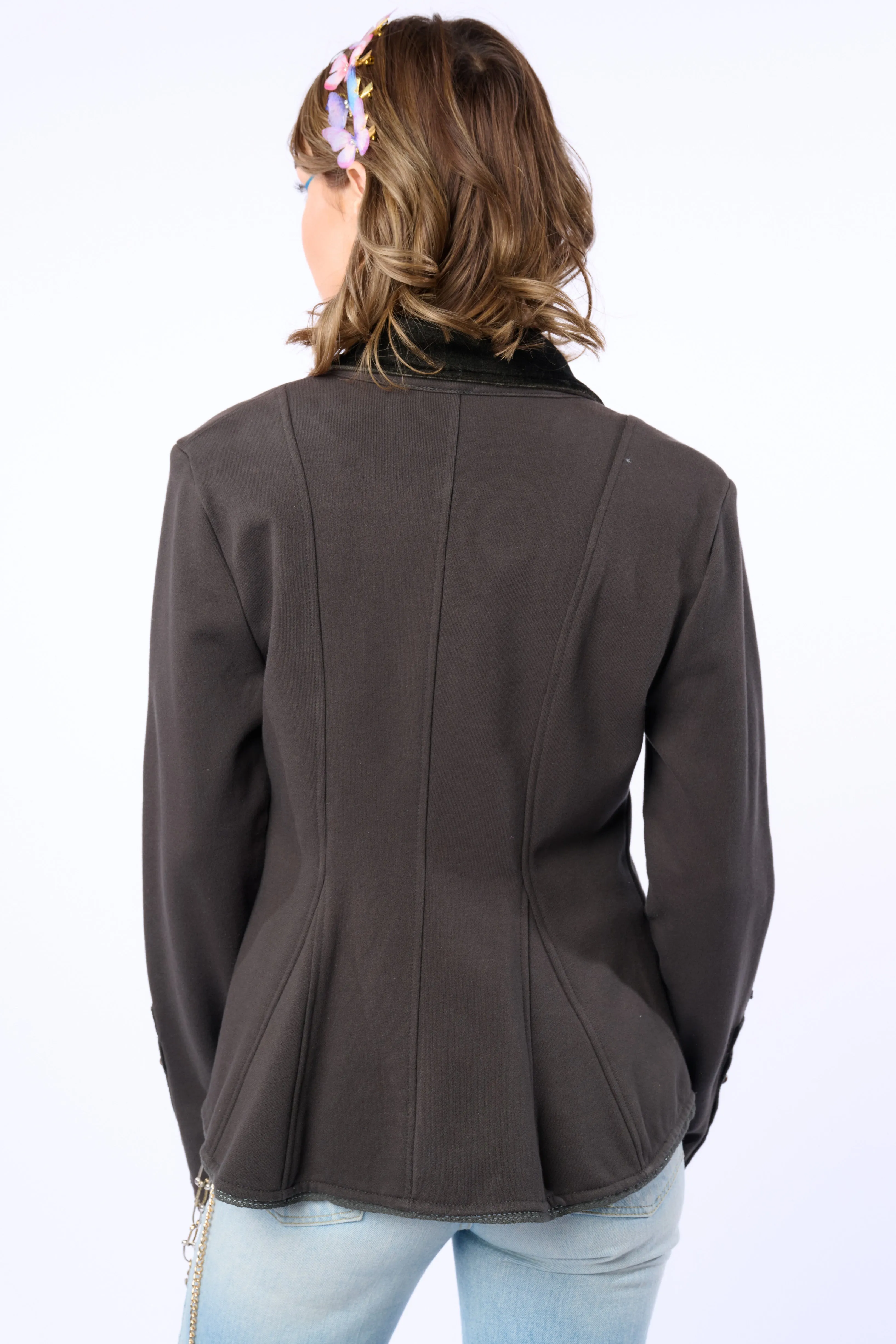 Colonel Embroidered Floral Knit French Terry Jacket/ Blazer sold by Aratta product image thumbnail 2