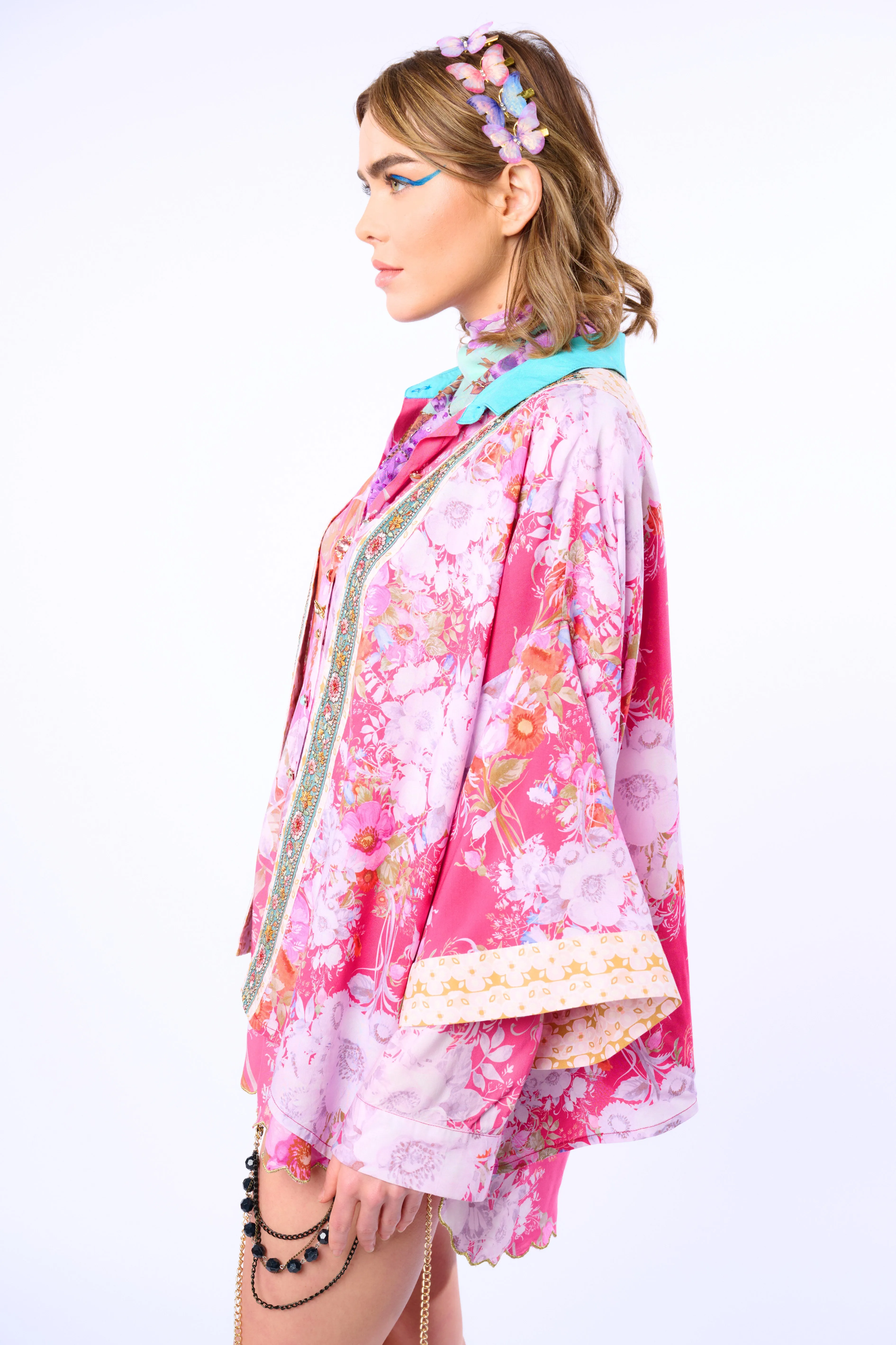 Pretty In The Pink Short Kimono / Topper sold by Aratta product image thumbnail 3