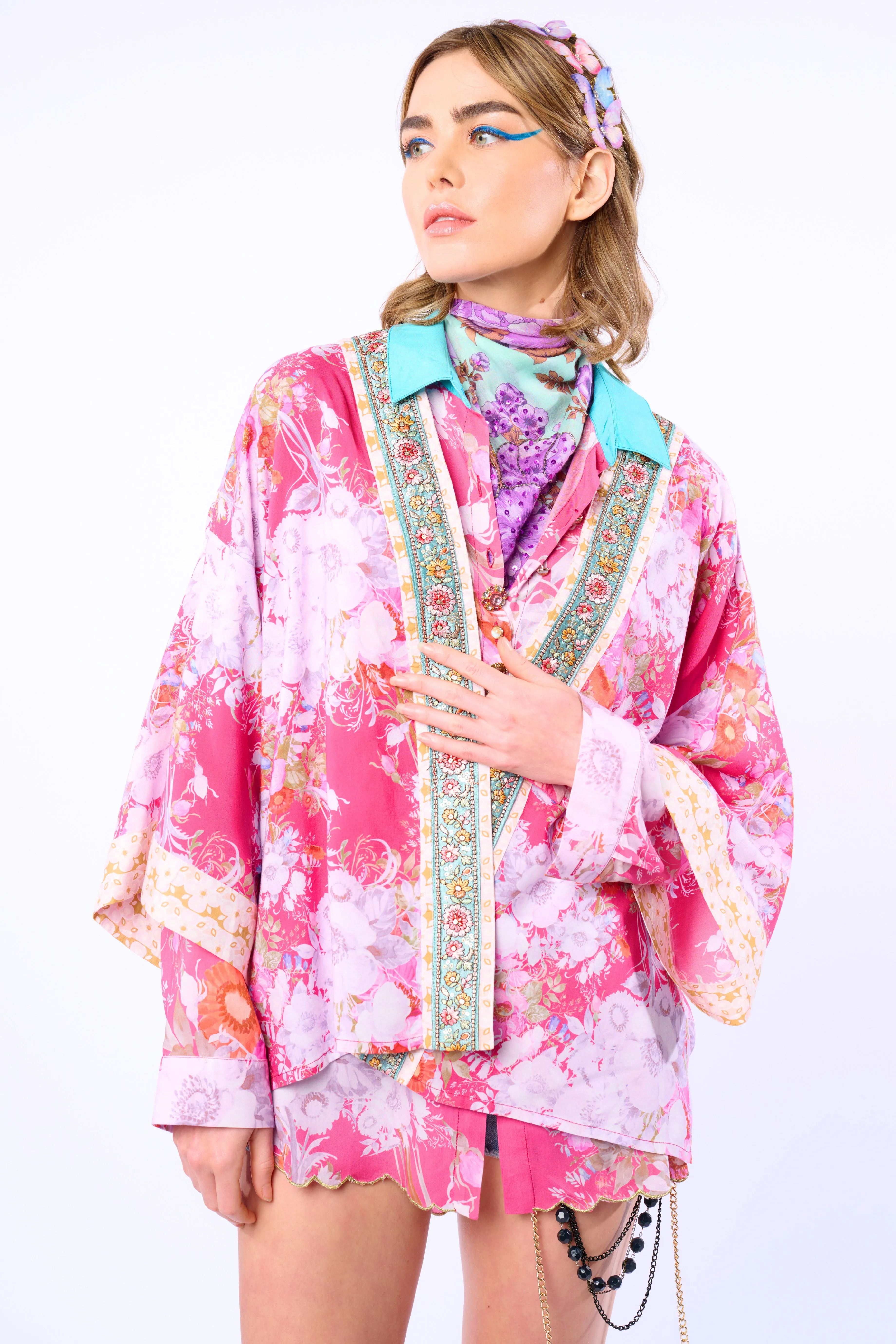 Pretty In The Pink Short Kimono / Topper sold by Aratta product image thumbnail 5