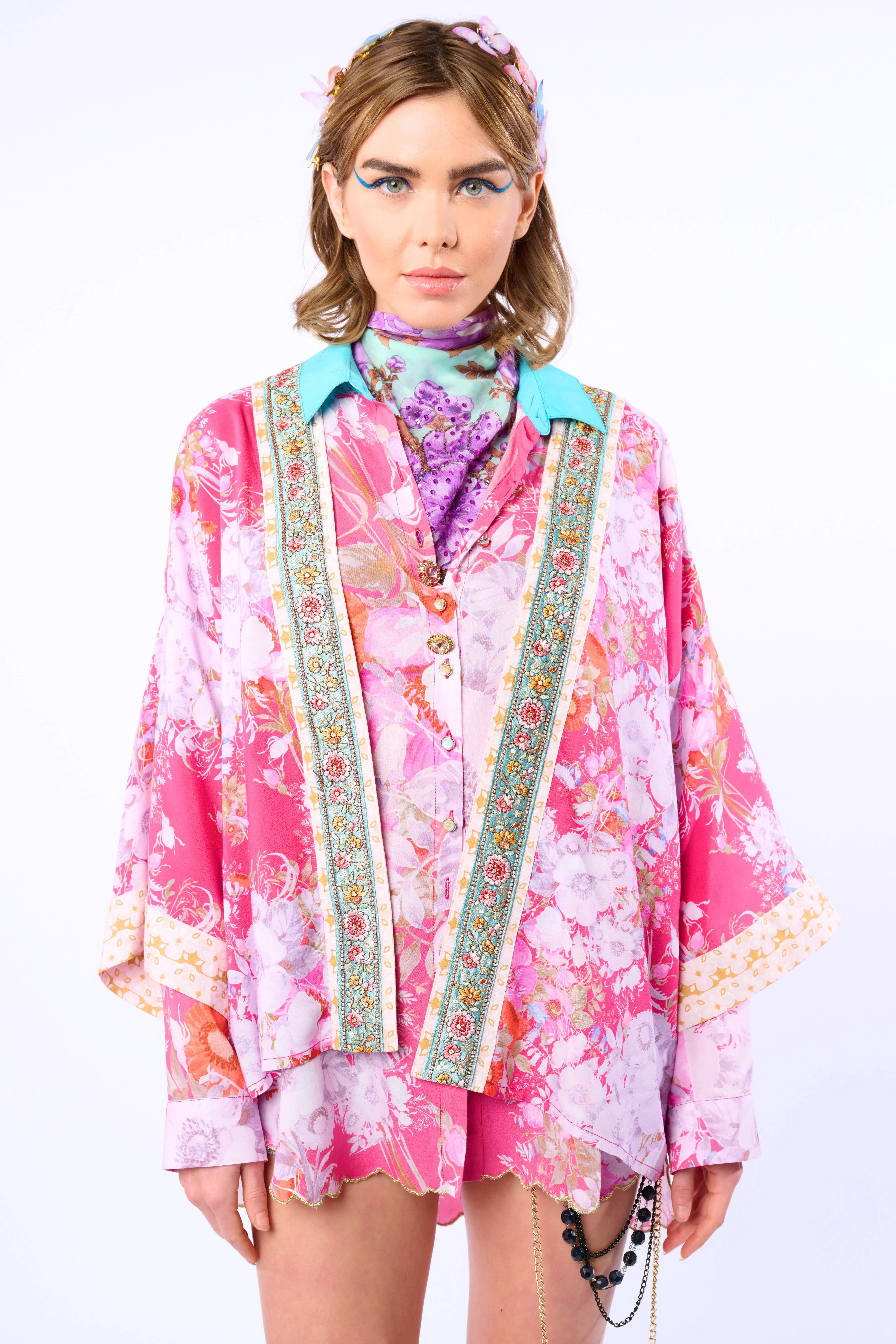 Pretty In The Pink Short Kimono / Topper sold by Aratta