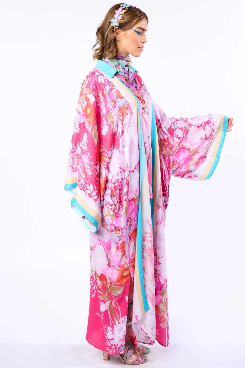 Pretty In The Pink Maxi Kimono / Topper sold by Aratta product image thumbnail 3