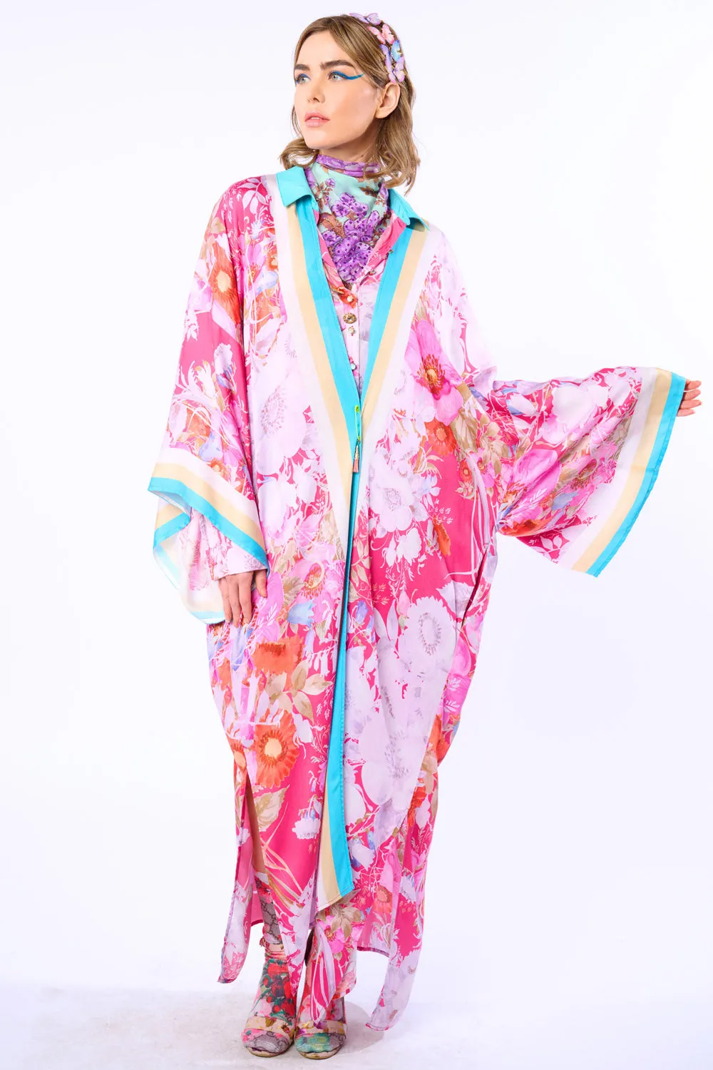 Pretty In The Pink Maxi Kimono / Topper sold by Aratta product image thumbnail 4