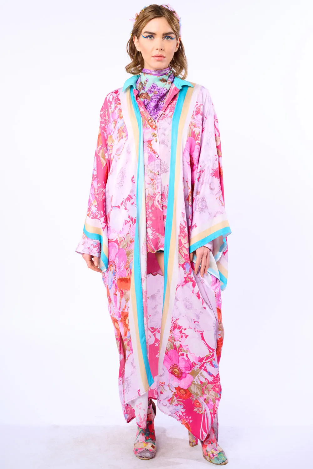 Pretty In The Pink Maxi Kimono / Topper sold by Aratta product image thumbnail 5