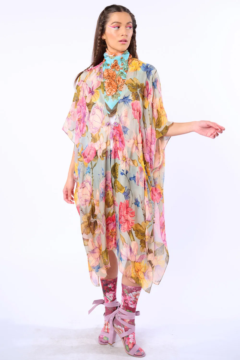 Bella Hand-Beaded Kimono / Topper / Duster sold by Aratta