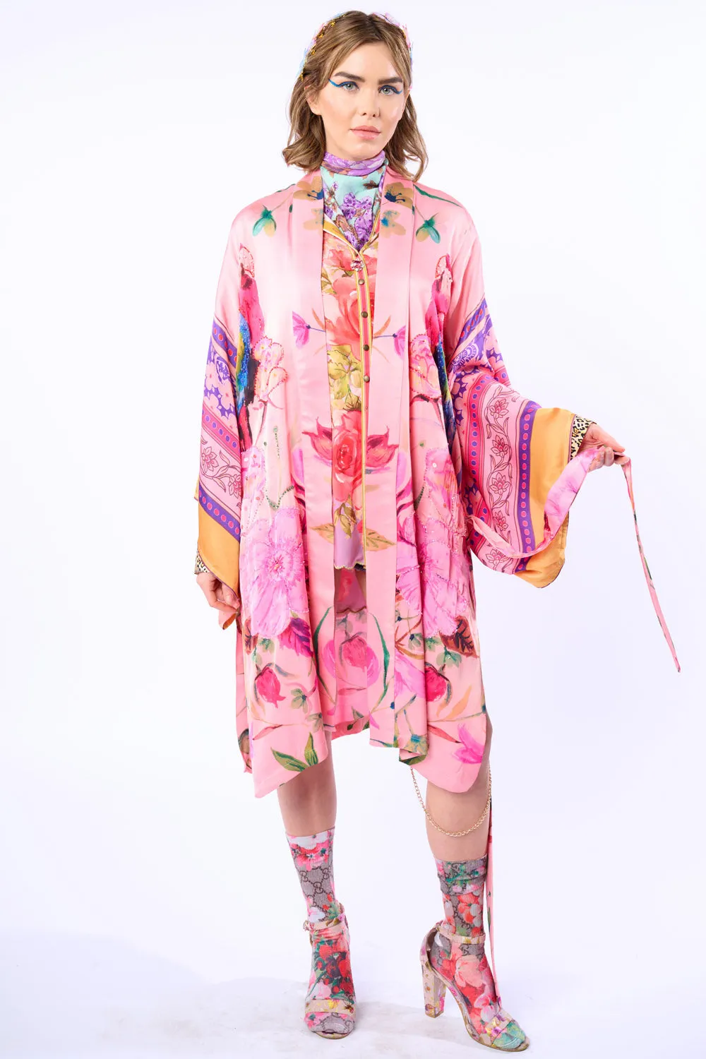 Tropical Mood Hand-Beaded Kimono/Topper sold by Aratta