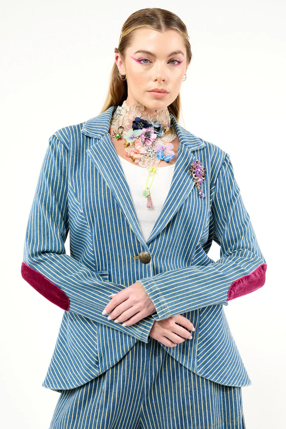 Alaia Stripe Denim Blazer sold by Aratta product image thumbnail 5