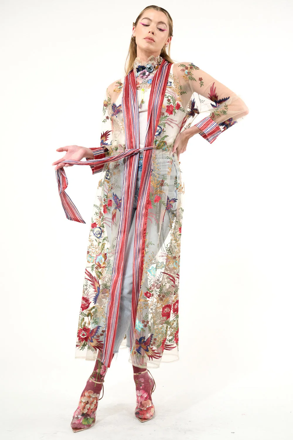 Jade Embroidered Mesh Duster sold by Aratta product image thumbnail 4