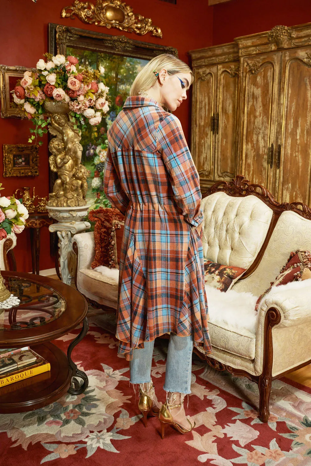Sweet November Plaid Trench Coat sold by Aratta product image thumbnail 5