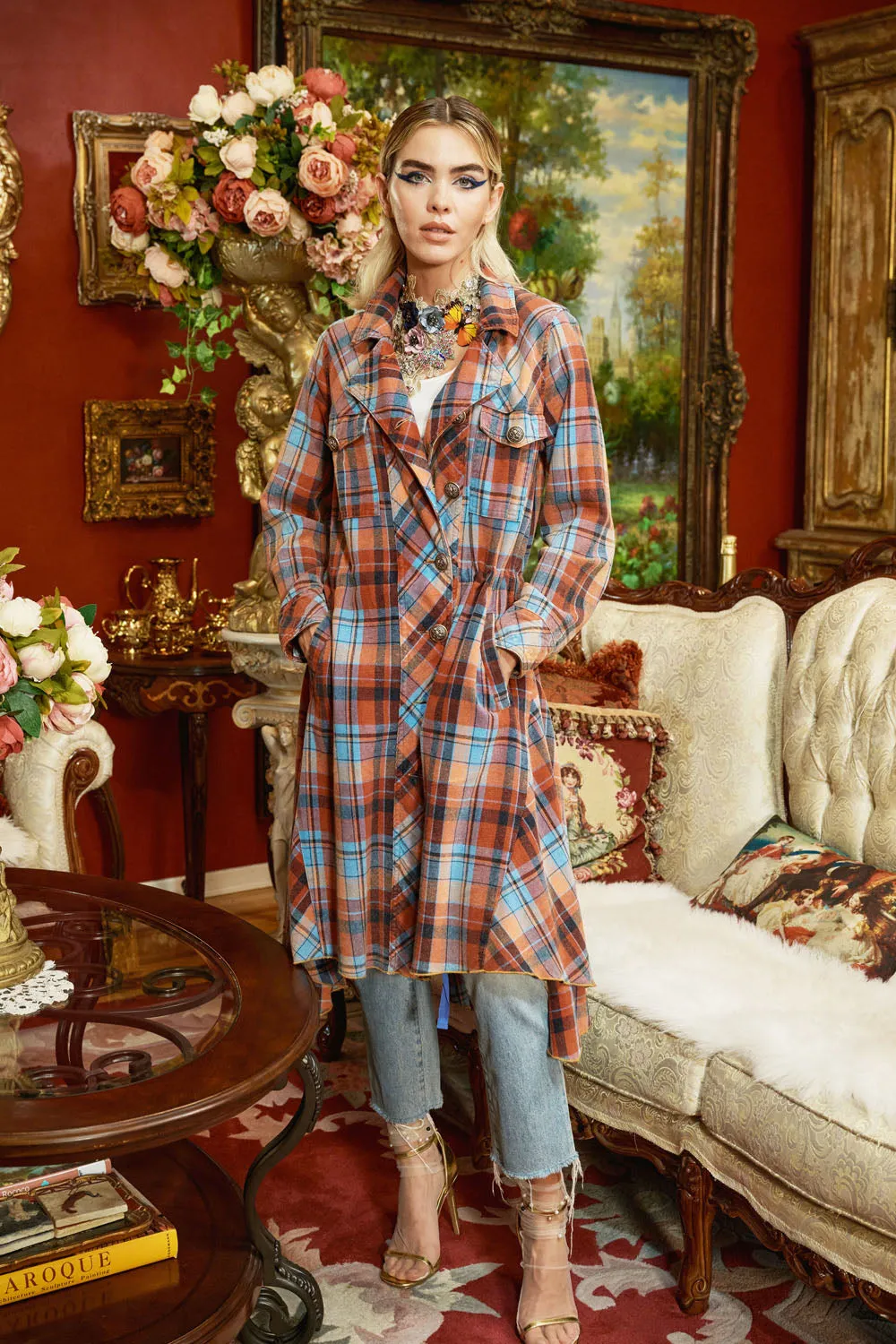 Sweet November Plaid Trench Coat sold by Aratta product image thumbnail 2