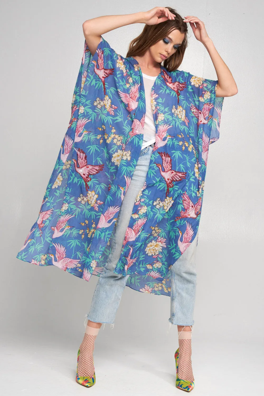 Lady Bird Hand Embellished Kimono sold by Aratta