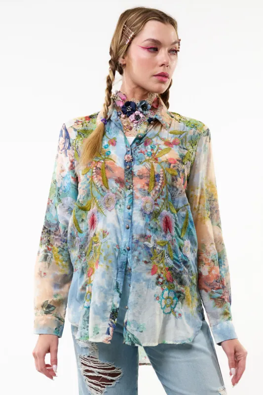 Valeria Embroidered Shirt sold by Aratta