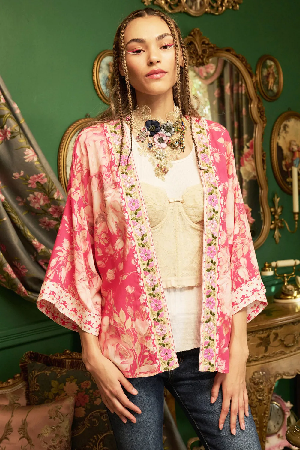 Fairy Rose Kimono sold by Aratta